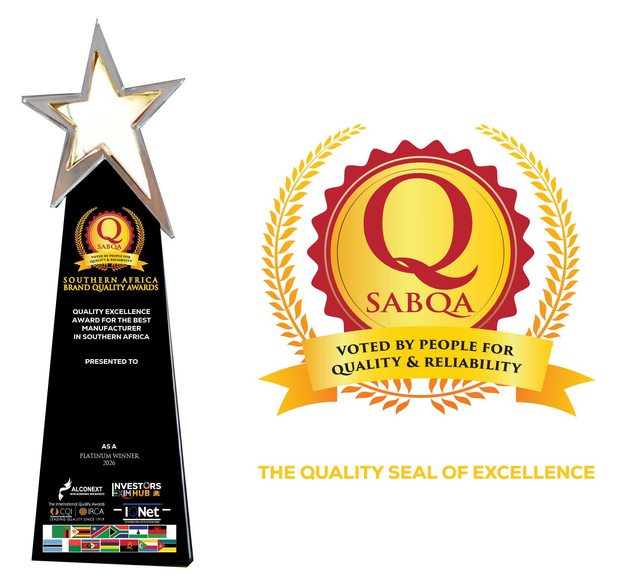 SABQA Award Trophy & Seal of Excellence